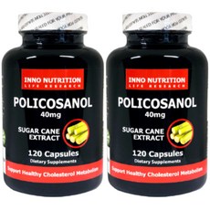 폴리코사놀 40mg 120정 4배 농축 청정 캐나다 프리미엄 이노뉴트리션, 2병, 120캡슐(4개월분)
