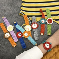 뱅글형시계 ins수공예로짠 니트 손목시계 남녀 학생 커플룩 단짝친구 착용가능 팔찌 밴드팔찌