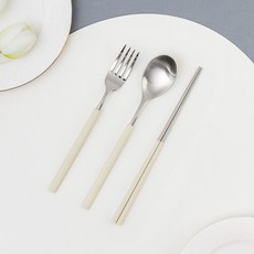 보테 올스텐 컬러 수저+포크세트, 1세트, 숟가락+젓가락+포크, 아이보리