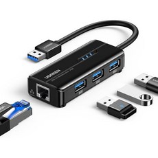 UGREEN USB 3.0 허브 이더넷 어댑터 10 100 1000 기가비트 네트워크 컨버터 3개의 포트 허브가 노트북 PC와 호환됨 Nintendo Switch MacBook M