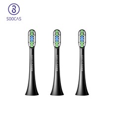 {국내당일배송}샤오미 수카스 SOOCAS 음파전동칫솔 교체칫솔모 수케어 X3 X3U X5 V1 호환 칫솔모 1Pack (3Pcs), 블랙
