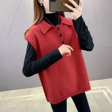 POLO 넥 조끼 겨울 여성 와이드 루즈핏 슬림핏 아우터 런닝