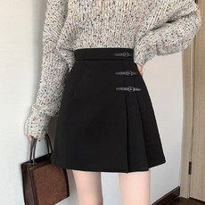 제이로(JRO) 버클 레더 벨트 장식 A라인 속바지 스커트