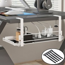 무타공 책상 밑 멀티탭 선반 콘센트 수납 정리 거치대, A옵션M, 화이트, 1개