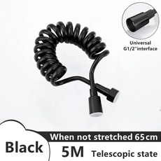 스프링 샤워 호스 화장실 비데 분무기 건 전화선 배관 욕실 물, 6.Black 5M