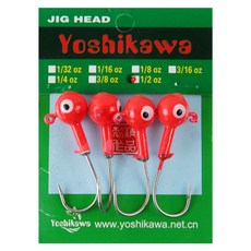 [털보낚시]요시가와 컬러 지그헤드, - (1/4) 레드/레드