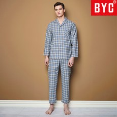 BYC 남성 홈웨어 긴팔 순면 잠옷 상하세트 기모 17호