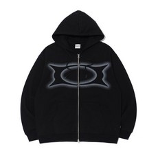 -100%정품 - 크리틱 [피로 PICK]WORMHOLE 로고 모자 T-셔츠 ZIP-UP BLACK, L