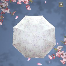 ANYOU 양산 여자 튼튼한 접이식 암막 3단 우산 이중 레이스 양산