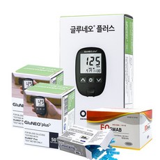 [케이솔루션] 글루네오 혈당/당뇨측정기+검사지100+침100+솜100, 2세트