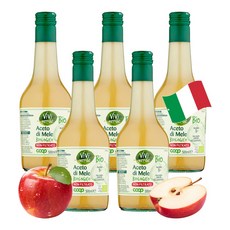 COOP 비비베르데 이탈리아 유기농 애플사이다비니거 언필터 천연발효 사과식초 500ml 무첨가물 Non GMO, 5개
