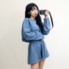 VANANA2 핏좋은 국내제작 긴팔티셔츠 치마바지 여자 츄리닝 투피스 세트 3color