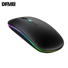 DFMEI RGB 발광 뉴 블루투스 무선 마우스 블루투스 5.2+ 무선 USB 2.4G/ 무음/ 호환 휴대폰/ 데스크톱/ 노트북/ 태블릿, 블랙