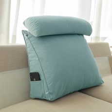 ANYOU 대형 삼각 등받이 쿠션 다리베개 세트 경추 등받이쿠션 허리쿠션, 레이크블루(럭셔리 벨벳 원단)