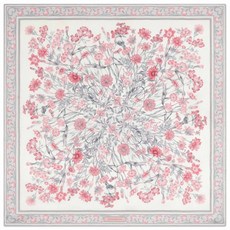 태국 짐톰슨 실크 스카프 JIM THOMPSON SILK Scarf 플로랄 그레이/핑크
