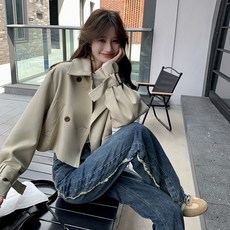 올해 유행 숏기장 여자 가을 패션 더블 디자인 코트