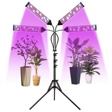 비상 LED 와이드 4헤드 삼각대 식물등 + 어댑터, 1세트