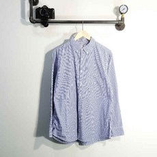 유니클로 블루 스트라이프 면 셔츠 남자 M 8411