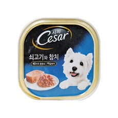 시저 애견간식 캔, 쇠고기와 참치 (1세 이상), 100g, 10개