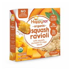 해피 TOT 이유식 스쿼시 라비올리 128g 8팩 Happy Tot Love My Veggies Squash Ravioli Bowl with Sage, 8개