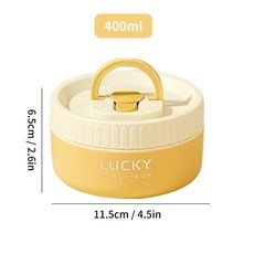 보온도시락 WORTHBUY 휴대용 단열 도시락 304 스테인리스 스틸 보온 도시락 상자 누출 방지 전자 레인지 안전 샐러드 식품 용기 상자, 3) Yellow 400ml, 1개