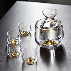 퓨어제이드스톤 나무 술잔 화이트 소주잔 도쿠리 머그잔 주기 사케병 세트 주전자 술병, 금산 청주 1통 1통 4컵 선물세트, 1개