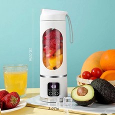 휴대용 과일 착즙기 10 블레이드 450ml 용량 3 기어 USB 충전식 믹서기 얼음 분쇄기 쉐이크 및 스무디 착즙기, WHITE, 1) WHITE
