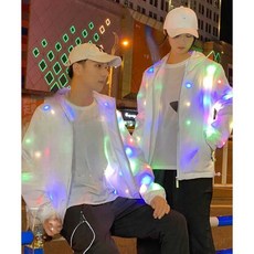 야간 라이딩용 LED 점퍼 자켓 조깅 발광 바람막이, 1개, 여성 M