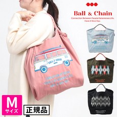 볼앤체인 에코백 네오 플레인 소재 자수 디자인 M 사이즈 2WAY Ball&chain 일본 정규품