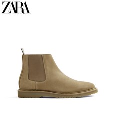 해외 zara 2020 베이지 스웨이드 소가죽 빈티지 첼시 앵클부츠-27094