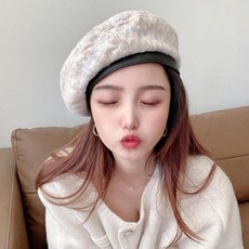 여자타탄체크베레모