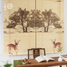 블라인드 못없이커튼레일 맞춤 제작하다 차양 중국식 찻집 서재 고화인 죽렴셔터 커튼으로, 03 연나라의 말이 재잘재잘하다