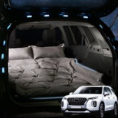 SUNCARMAT 팰리세이드 스웨이드 에어매트 트렁크 바닥 매트 자동충전 차량용 차박 캠핑 튜닝, 2인용, 블랙, 현대