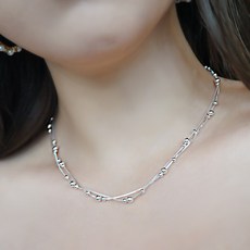 주얼리로망 은볼 뱀줄 두줄실버목걸이 은목걸이