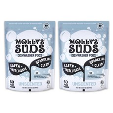 Mollys Suds 몰리스 서즈 식기세척기 세제 포드 무향 60개입 x 2개