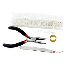 STK Jewelry Making Starter Kit Jewelry Tool Set Silvewhite Open Jump Ring Clasps, 혼합, 은, 다른 사람