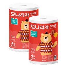 모나리자 녹스 점보롤 2겹 300m 4롤x2팩 대용량 휴지, 2개, 4개입