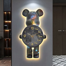 Uinox 곰돌이 시계 LED 무드등 인테리어 벽시계 대형 디자인 무소음 조명벽시계, C,