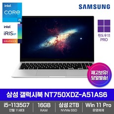 삼성 갤럭시북 NT750XDZ-A51AS6 [WIN11PRO+i5-1135G7+RAM 16GB+삼성NVMe 2TB+39.6 FHD] 가성비 노트북, WIN11 Pro, 16GB, 2TB, 코어i5, 미스틱 블루
