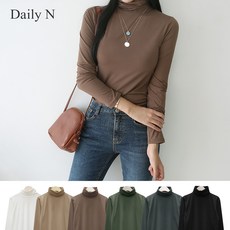 데일리앤 워머 히트 무지 레이어드 목폴라 발열 티셔츠