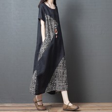 봄 여름 여성 린넨 롱 원피스 596789963029 XXL 블랙