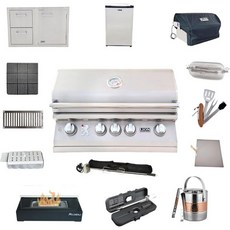 라이온 프리미엄 그릴 L75000 | BBQ 가스 번들 32인치 패키지 4 천연가스 싱글 사이드 버너 도어 투 서랍 콤보 5큐빅 냉장고 멀티 펑션 빈 등, 32" Grill Package 1_Fuel: Liqu