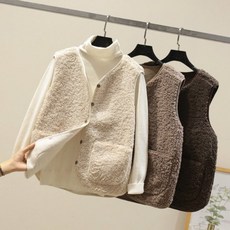 뽀글이 여성 단추 양털 후리스 조끼 쪼끼 베스트