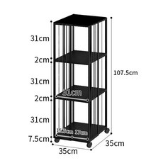 회전 책장 철제 360도 진열장 로비 코너 카페 선반 거실 책 4단, A. 검정색 4겹 (바퀴 포함) - 일룸카페장