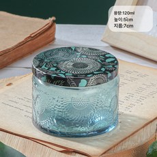 100ml 엠보싱 캔들 캔들 썬플라워 향초컵 유리 빈컵 뚜껑향 촛대 빈병, 왜소블루[1박스140마리], 하나
