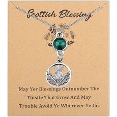 WSNANG Scottish Thistle 목걸이 Scottish Gifts for 우먼 Thistle Pendant 목걸이 Scottish Blessing 쥬얼리, silver