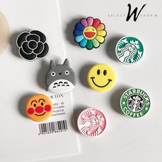 셀렉샵W 카이카이키키 외 스마트톡 핸드폰그립톡 8종, 1개, 블랙플라워