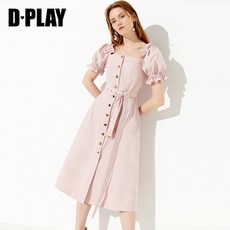 동셀링 서스펜더플레어 카프탄드레스 타드레스 샤드레스 로 DPLAY 데파라 여름 바칸디핑크 허리보정 프렌치시크 스퀘어넥