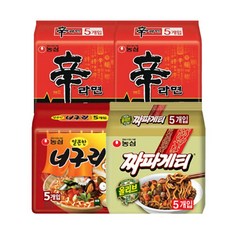 신라면 10입 + 너구리 5입 + 짜파게티 5입 (총 20봉), 후루룩칼국수97g4입x4봉(총16개)
