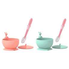 2 세트 아이 안티 가을 캥거루 그릇 식기 세트 아이 디너 플레이트 아기 훈련 그릇 먹이 요리 녹색 & 빨강, 하나, 녹색 및 레드, 1개